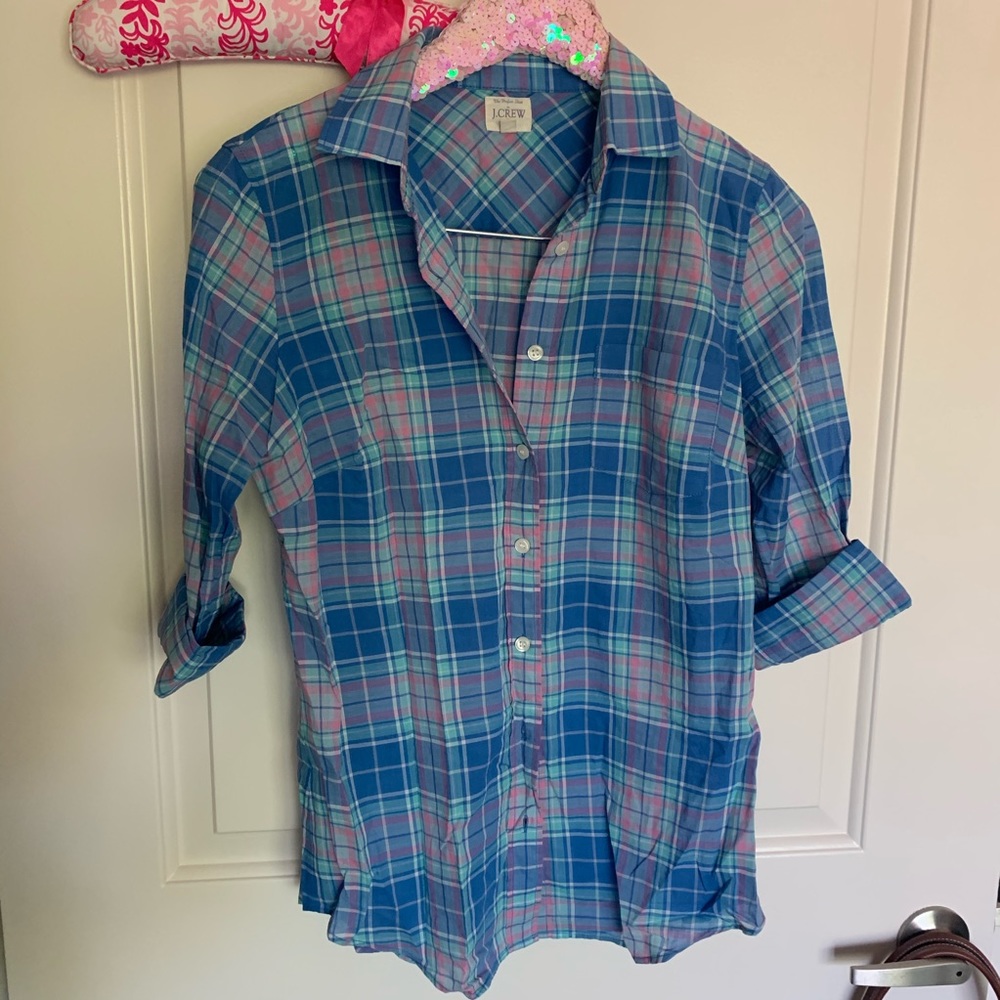 J Crew Plaid Button Down XS